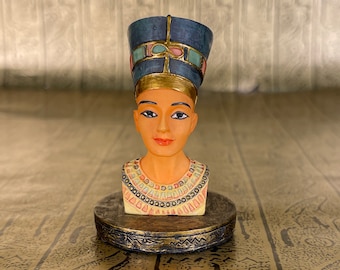 Vintage Königin Nofretete Büste Miniatur Figur - Altägyptische Königin Nofretete Büste mit handgemaltem Detail