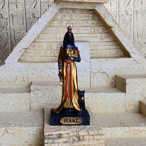 Vintage Ma'at Mini Statue - Small Hand-Painted Ancient Egyptian Goddess Ma'at - Mini Altar Statue - 3.5''/9cm tall!