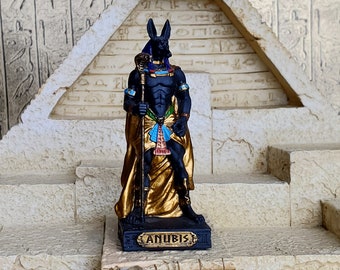 Vintage Anubis Mini Statue - Small Hand-Painted Ancient Egyptian Jackal God Anubis - Mini Altar Statue - 3.5''/9cm tall!