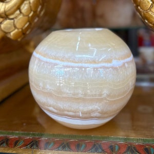 Egyptian Alabaster Vase - Hand-Carved in Egypt - Heavy Natural Stone Vase