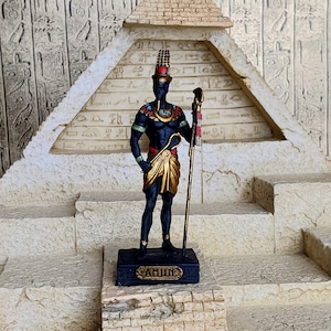 Vintage Amun Mini Statue - Small Hand-Painted Ancient Egyptian God Amun - Mini Altar Statue - 3.5&#39;&#39;/9cm tall!