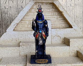 Vintage Sobek Mini Statue - Small Hand-Painted Ancient Egyptian Crocodile God Sobek - Mini Altar Statue - 3.5''/9cm tall!