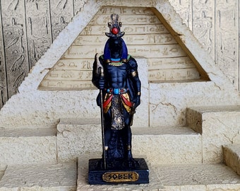 Vintage Sobek Mini Statue - Small Hand-Painted Ancient Egyptian Crocodile God Sobek - Mini Altar Statue - 3.5''/9cm tall!