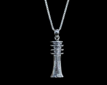 Djed Pillar Pendant - Sterling Silver - Made in Egypt - Vintage Ancient Egyptian Osiris Backbone Pendant - 925 Sterling Silver - 2 Sizes