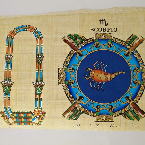 Papiro Escorpio del Zodiaco Egipcio Personalizable - ¡Pintamos tu nombre en jeroglíficos! Astrología egipcia del Templo de Dendera