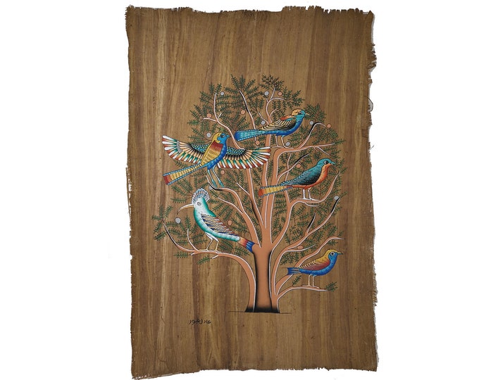Tree of Life Papyrus Ancient Egyptian Tree of Life With Birds Antiqued Papyrus 40x60cm Etsy