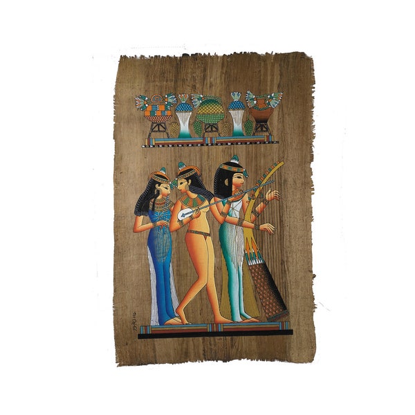 Ancient Egyptian Music Girls - Ancient Egyptian Music Girls - Papyrus antique - 40x60cm