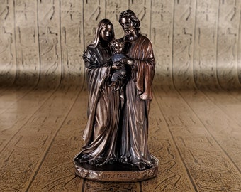 Vintage Holy Family Mini Statue - Small Hand-Crafted Jesus, Joseph & Mary Statue - Mini Altar Statue - 3.4''/8.5cm tall