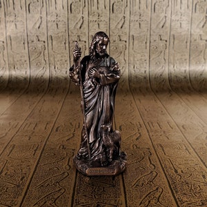 Vintage Jesus the Shepherd Mini Statue - Small Hand-Crafted Good Shepherd - Mini Altar Statue - 3.4''/8.5cm tall