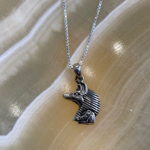 God Anubis Bust Pendant in Sterling Silver - Made in Egypt - Vintage Ancient Egyptian Pendant - 925 Sterling Silver Pendant