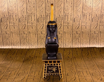 Vintage Egyptian Goddess Ma'at on Pedestal Statue