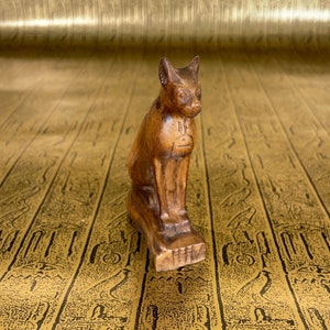 Vintage Bastet Mini Statue - Small Hand-Made Ancient Egyptian Cat Goddess Bastet Small Altar Statue - Made in Egypt