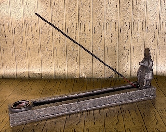 Vintage Thoth Incense Burner - Ancient Egyptian God Thoth Incense Holder with Hieroglyphic Base