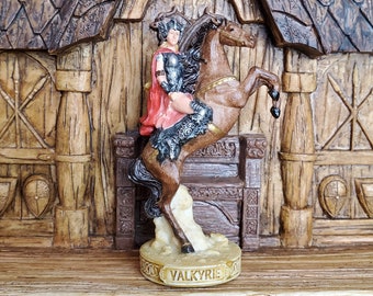 Valkyrie Mini Statue - Vintage Small Hand-Painted Norse Valkyrie - Mini Altar Statue