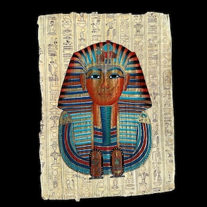 King Tutankhamun&#39;s Mask Side View Papyrus - 20x30cm