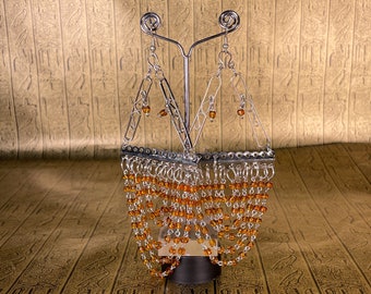 Vintage Egyptian Beaded Earrings - Handmade in Egypt - Amber & Silver