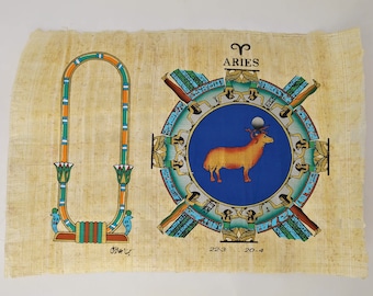 Customizable Egyptian Zodiac Aries Papyrus - We paint your name in Hieroglyphics! Egyptian Astrology from Dendera Temple - 20x30cm