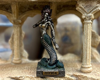 Vintage Medusa Mini Statue - Small Hand-Painted Ancient Greek Gorgon Medusa - Mini Altar Statue - 3.5''/9cm tall