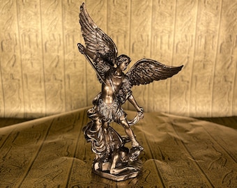 Vintage Archangel Michael Statue - Small Hand-Crafted Christian Mini Altar Statue - 4''/10cm tall