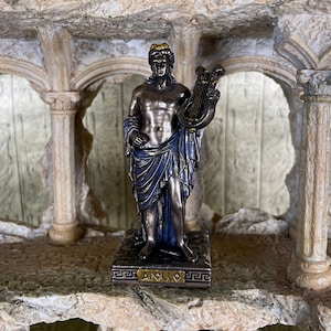 Vintage Apollo Mini Statue - Kleiner handbemalter griechischer Gott Apollo - Mini Altar Statue - 3,5''/9cm groß