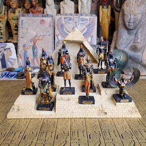 Vintage Ancient Egyptian Gods & Goddesses Mini Statues set of 12 - Altar Statues