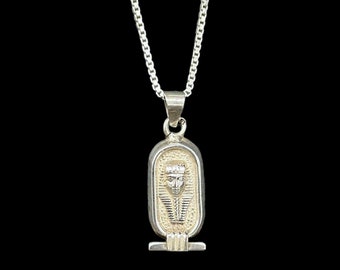 King Tut Cartouche Pendant - Ancient Egyptian Pharaoh Jewelry - Sterling Silver - Made in Egypt