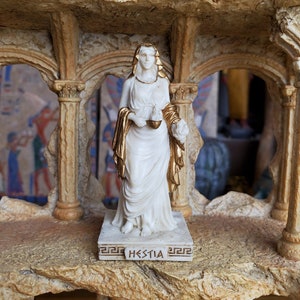 Vintage Hestia Mini Statue - Greek Goddess Hestia Hand-Painted Mini Altar Statue - 3.5''/9cm tall