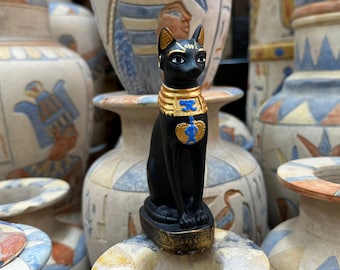 Bastet Statue - Made in Egypt - Ancient Egyptian Goddess Bastet with Hieroglyphic Base - Multiple Gods & Goddesses Available
