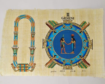 Personalisierbarer ägyptischer Sternzeichen Zwilling Papyrus - Wir malen Deinen Namen in Hieroglyphen! Ägyptische Astrologie aus Dendera Tempel - 20x30cm