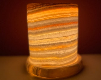 Ägyptischer Alabaster Teelichthalter - Handgeschnitzt in Ägypten - Kerzenhalter