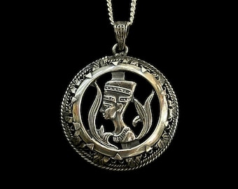 Vintage Nefertiti Pendant - Sterling Silver - Made in Egypt - 925 Sterling Silver Pendant - Queen Nefertiti