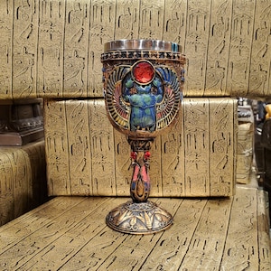 Vintage Scarab Goblet - Unique Egyptian Drinkware with removable Stainless Steel drink liner