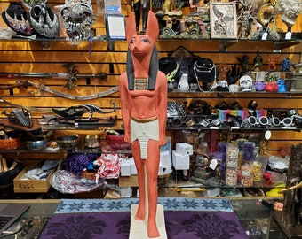 Vintage Stone Anubis Statue - Made in Egypt - Very Large Ancient Egyptian God Anubis Standing Sculpture - 27inches / 69cm Tall!