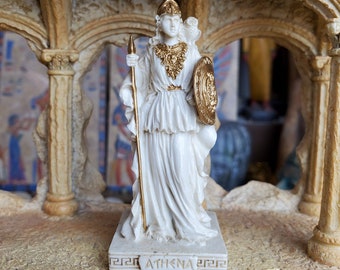 Vintage Athena Mini Statue - Petite Déesse grecque antique peinte à la main Athéna - Mini statue d’autel - 3.5''/9cm de haut