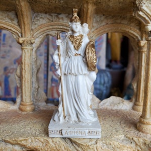 Vintage Athena Mini Statue Small Hand-Painted Ancient Greek Goddess Athena Mini Altar Statue 3.5''/9cm tall image 1