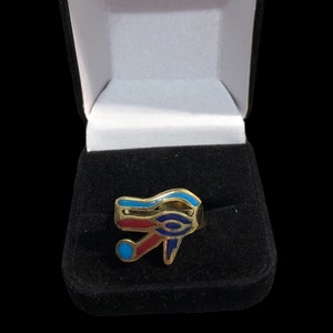 Egyptian Brass Eye of Horus Adjustable Ring - Handmade in Egypt - Solid Brass