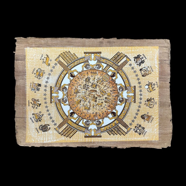 Papiro del Zodíaco de Dendera del Antiguo Egipto - Zodíaco del Antiguo Egipto pintado a mano del Templo de Dendera - 100x70cm