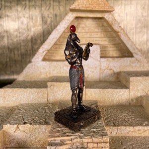 Vintage Thoth Mini Statue - Small Hand-Painted Ancient Egyptian Ibis God of Wisdom Thoth - Mini Altar Statue - 3.5&#39;&#39;/9cm tall