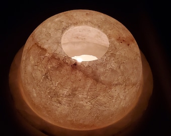 Egyptian Alabaster Tea-light holder - Hand-carved in Egypt - Candleholder