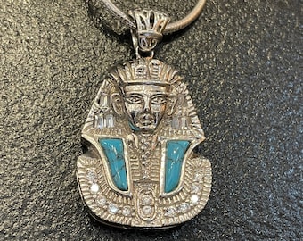 Egyptian Pharaoh King Tut Pendant 6mm 30" Wooden Bead Hip Hop Necklace RC1875 