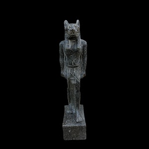 Bastet Statue - Ancient Egyptian Goddess Bast - Black Granite - Made in Egypt