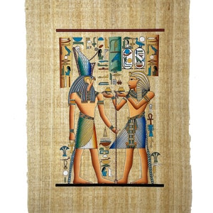 Egyptian Pharaoh Ramses II offering Oils to the Ancient Egyptian God Horus - Pastel Colours - 40x60cm