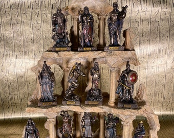 Vintage Ancient Greek Gods & Goddesses Mini Statues set of 12 - Greek Twelve Olympians
