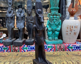 Hathor-staty - Staty handgjord i Egypten - Forntida egyptisk ko-gudinna Hathor med kartusch