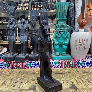 Hathor Statue - Statue Handmade in Egypt - Ancient Egyptian Cow Goddess Hathor with Cartouche