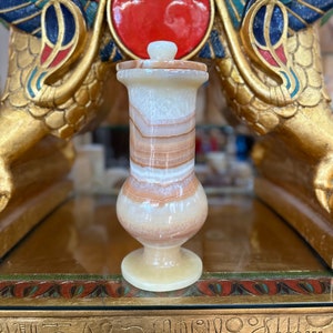 Egyptian Alabaster Vase - Hand-Carved in Egypt - Heavy Natural Stone Vase