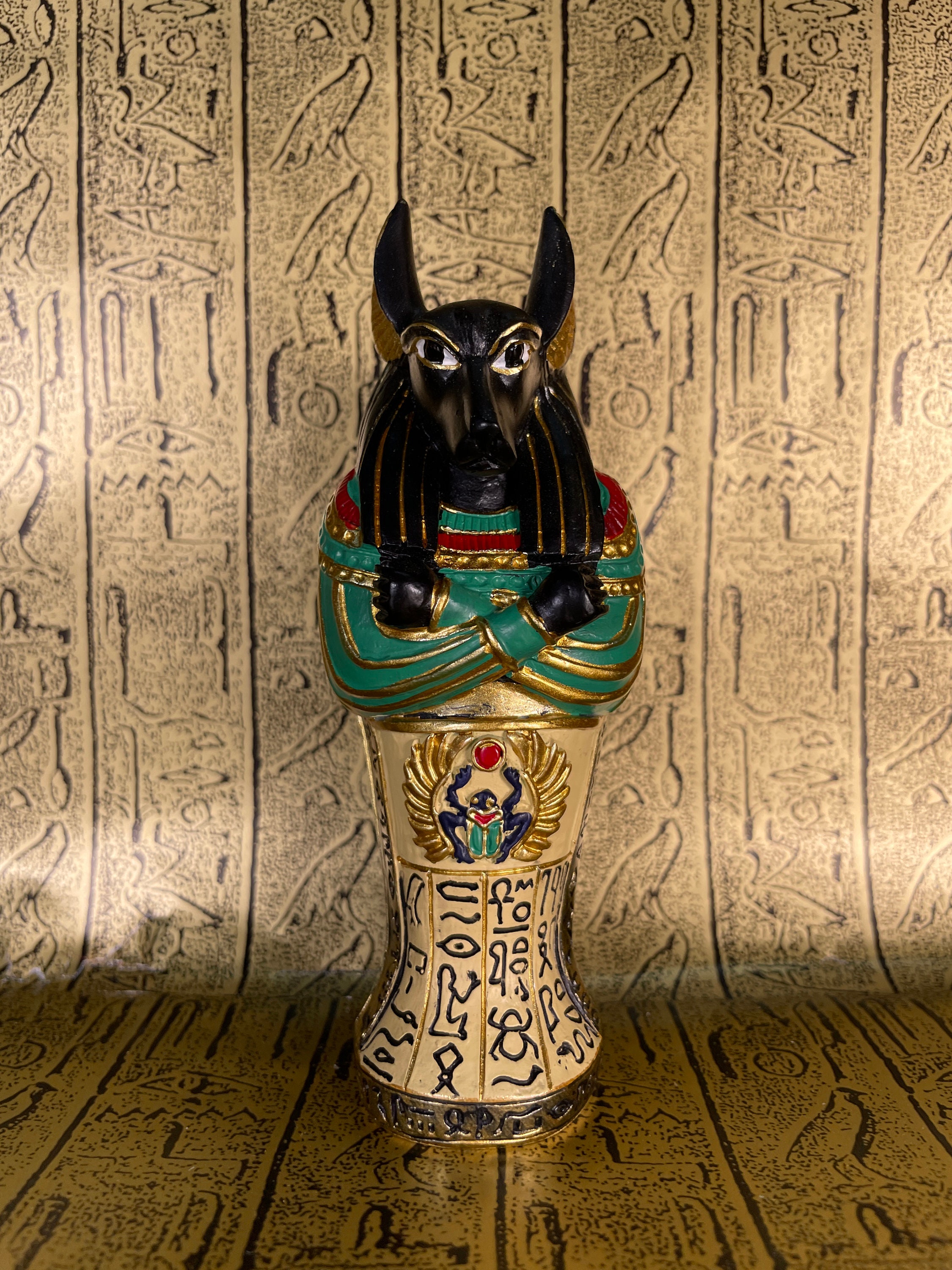 ヴィンテージ アヌビス サルコファガスとミイラの箱 - 古代エジプト神