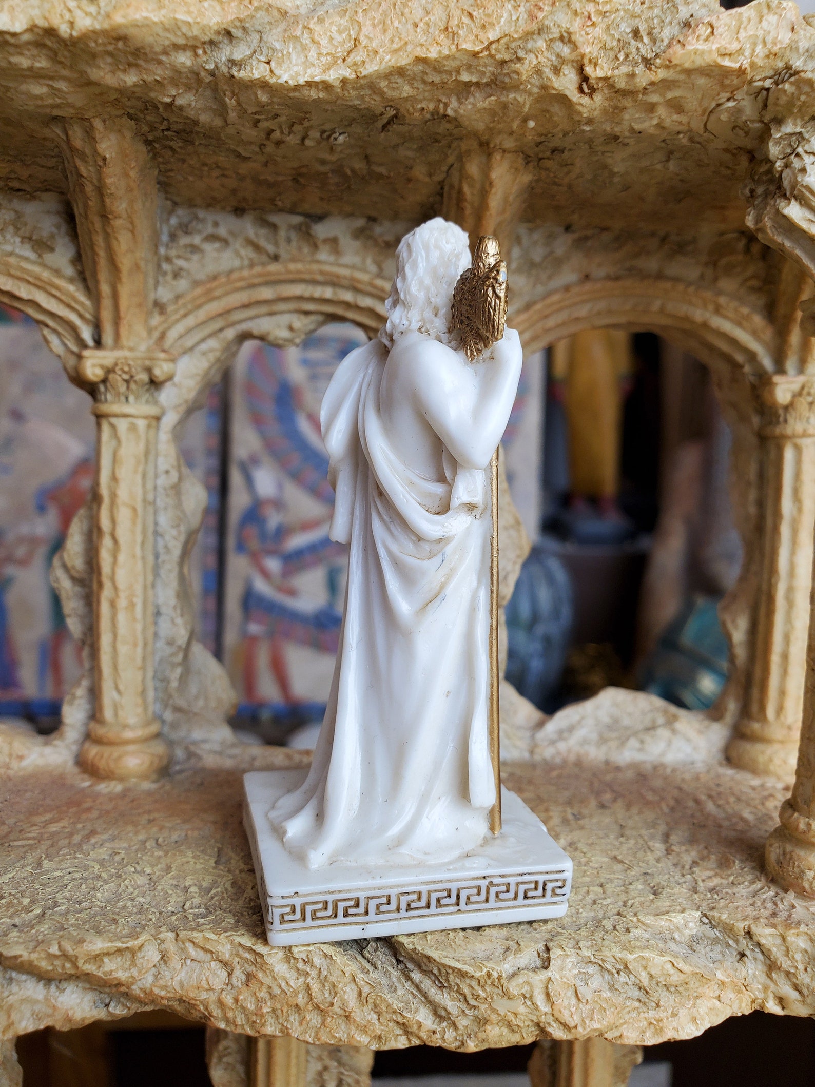 Vintage Zeus Mini Statue Small Handpainted Ancient Greek Etsy