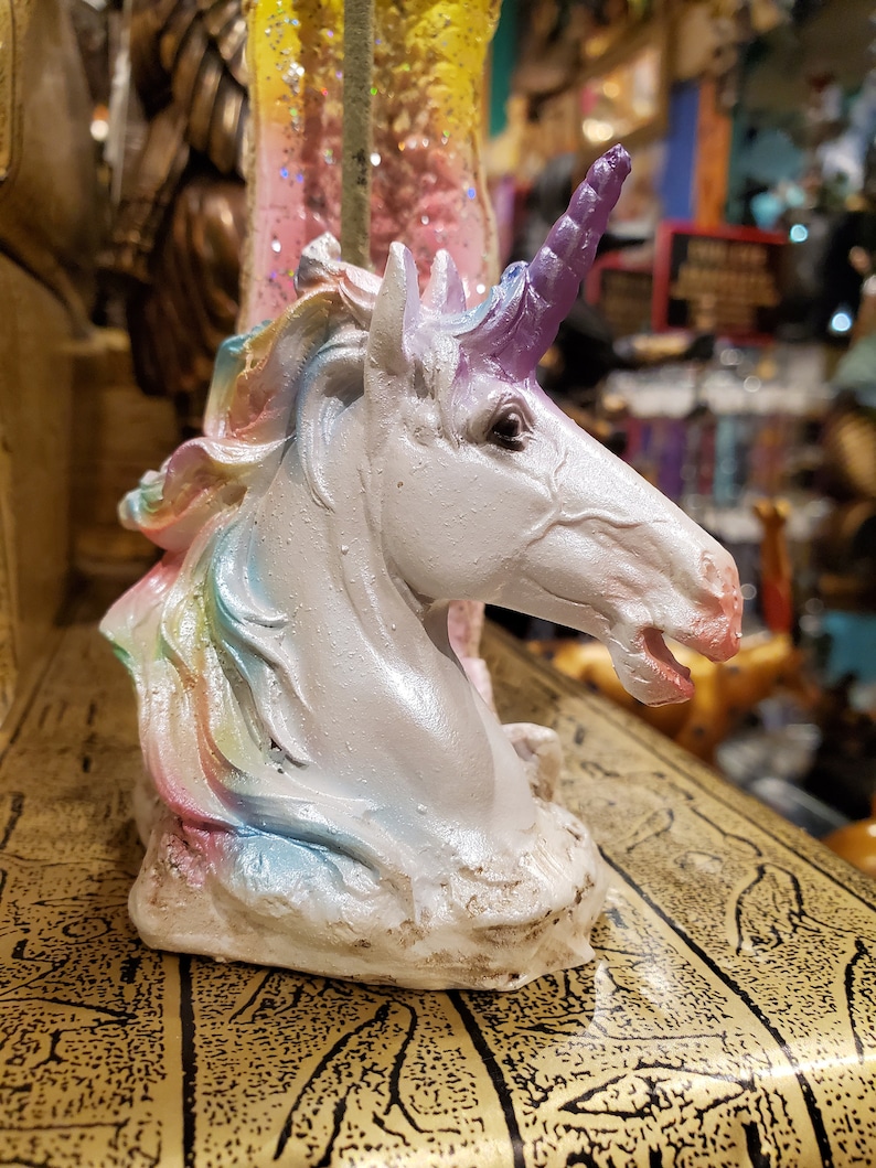 10.2/'/' 26cm Tall Beautiful Unicorn with Sparkly Rainbow Geode Incense Holder Hand-Painted Rainbow Unicorn Incense Burner