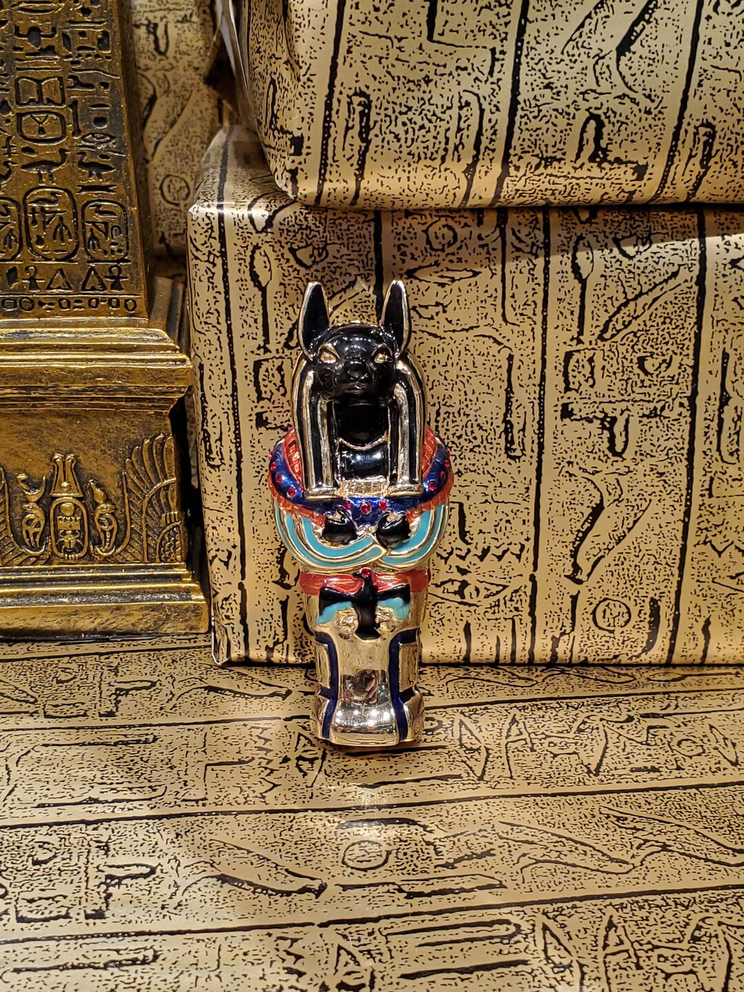 Small Gold Anubis Cloisonné Box - Ancient Egyptian God Anubis ...